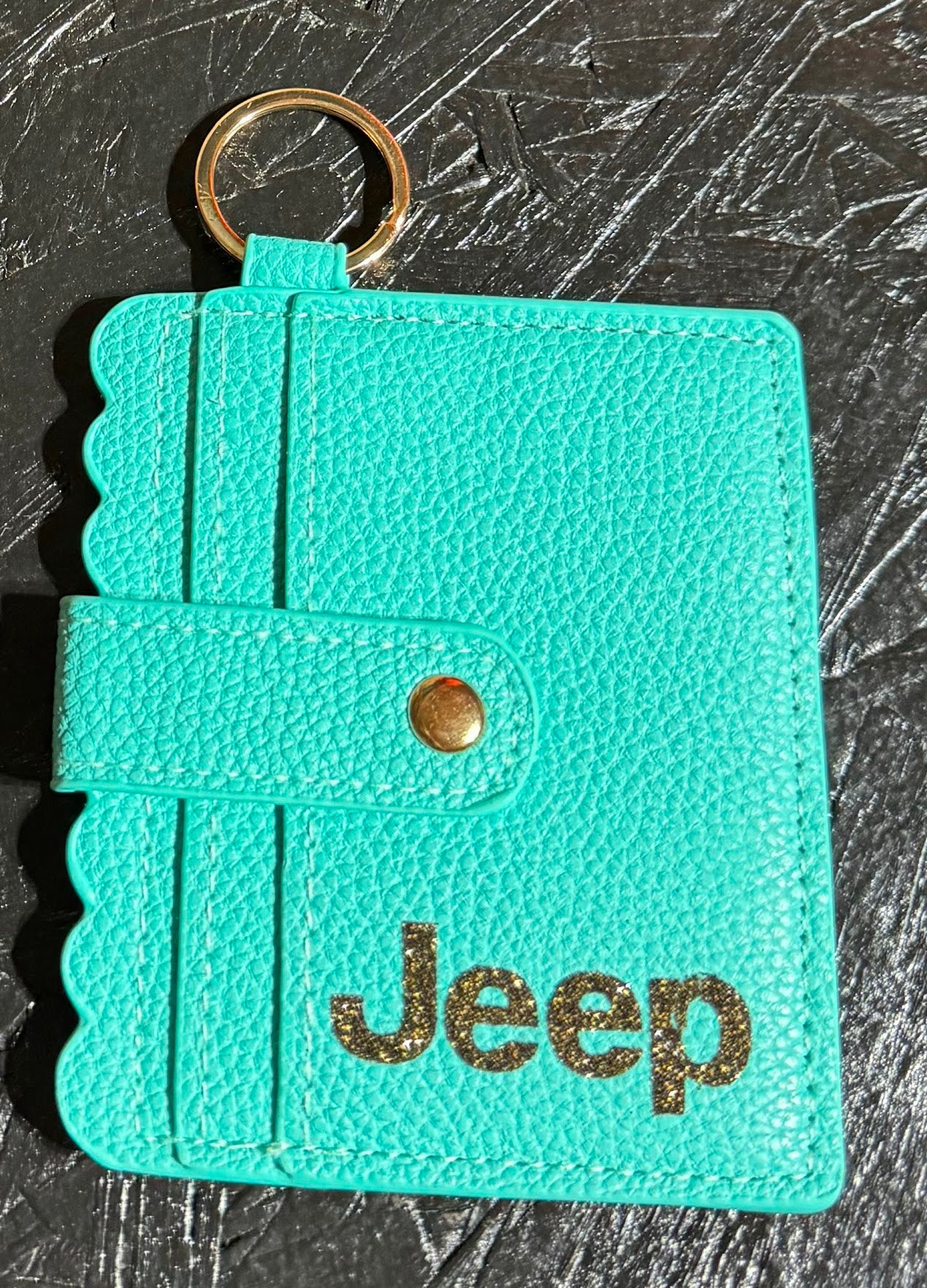 Leather Wristlet Wallet with Key Chain and Tassel