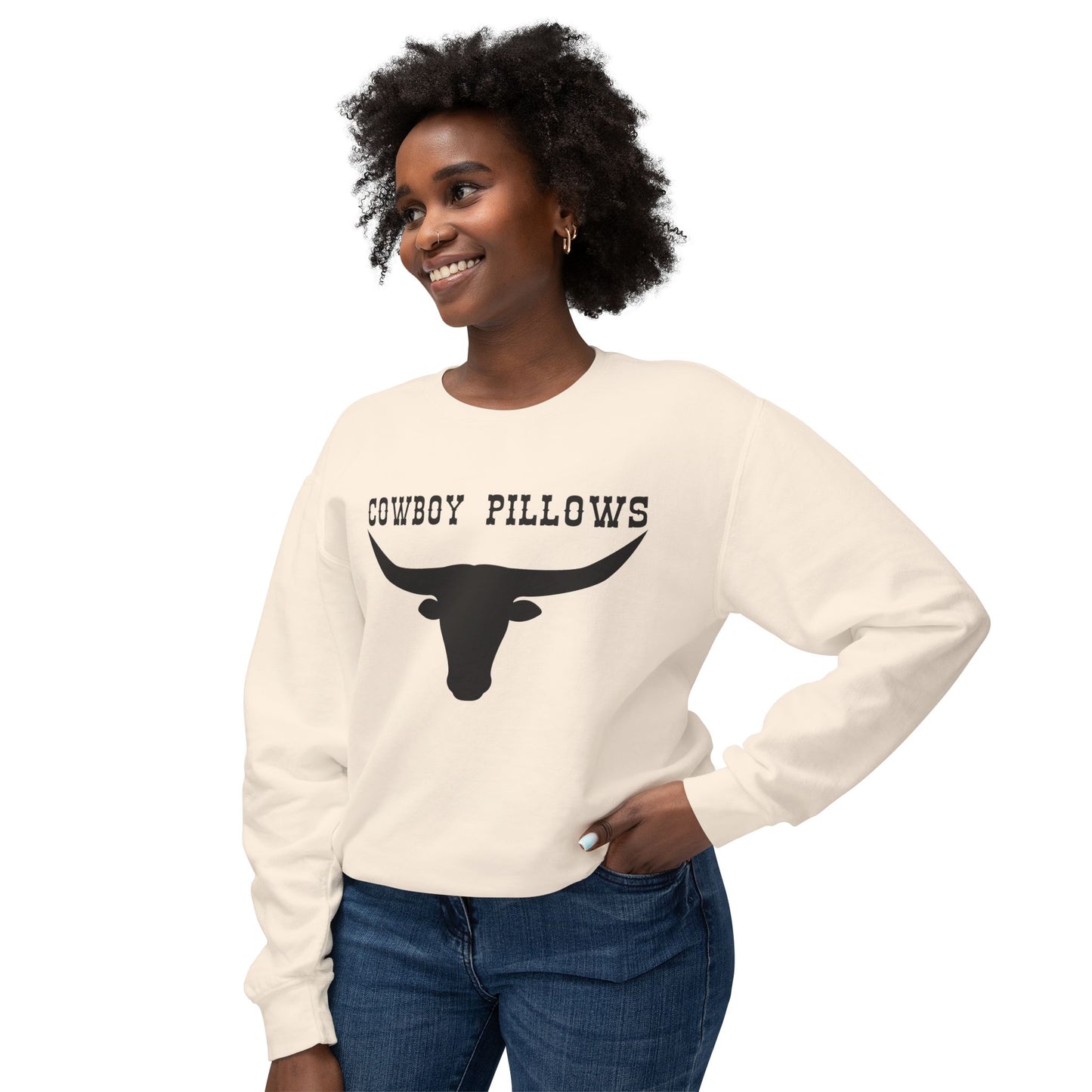 Cowboy Pillows Sweatshirt - Unisex Lightweight Crewneck, Perfect for Cozy Days, Gift for Farmers, Western Style, Rodeo Events
