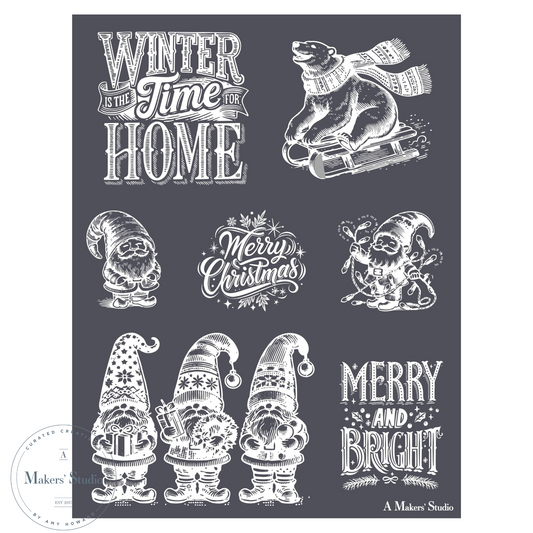Holiday Gnomes - Mesh Stencil 8.5x11
