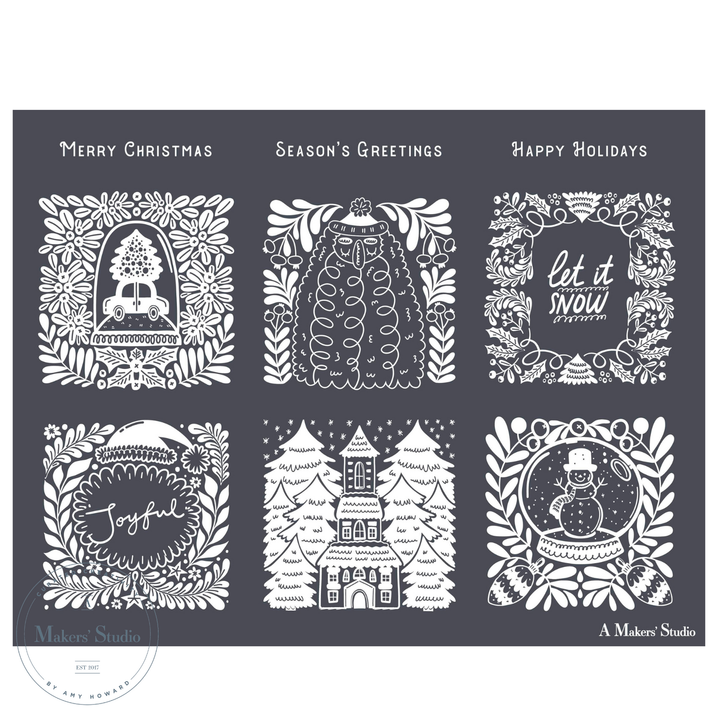 Scandinavian Christmas Tags - Mesh Stencil 8.5x11