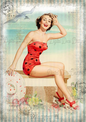 Beach Pin Up Girl (#A017)