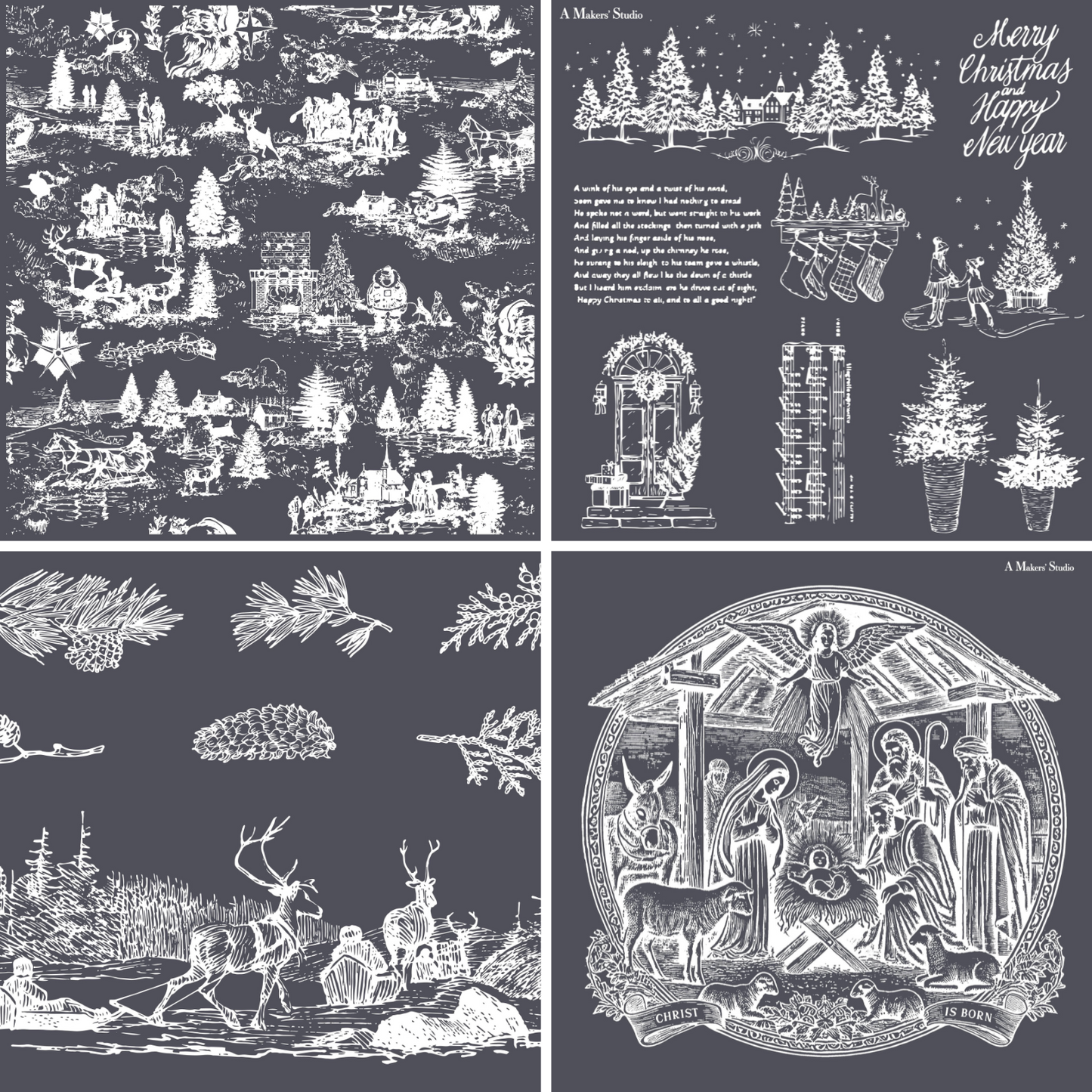 Vintage Christmas Mesh Stencil Bundle 2024 (Set of 4)