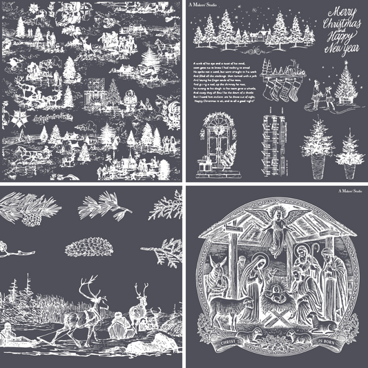Vintage Christmas Mesh Stencil Bundle 2024 (Set of 4)
