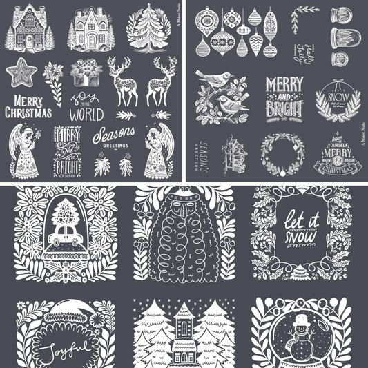 Scandinavian Christmas Mesh Stencil Bundle 2024