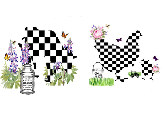 Checked Cow and Chicks Combo Minis (#A080)