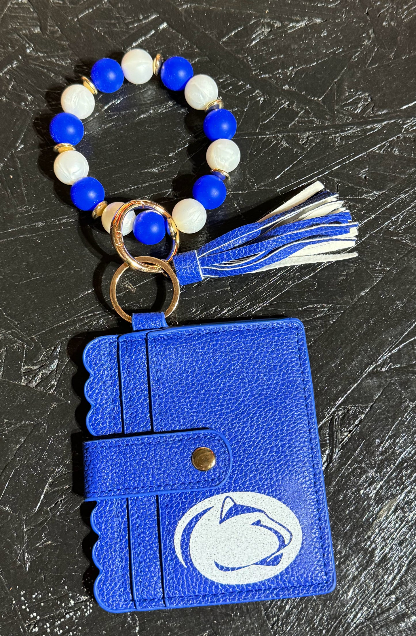 Leather Wristlet Wallet with Key Chain and Tassel