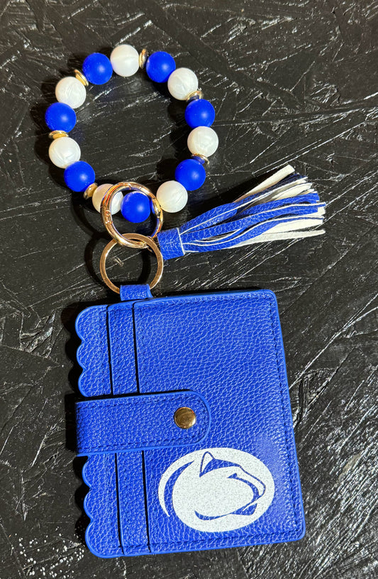 Leather Wristlet Wallet with Key Chain and Tassel