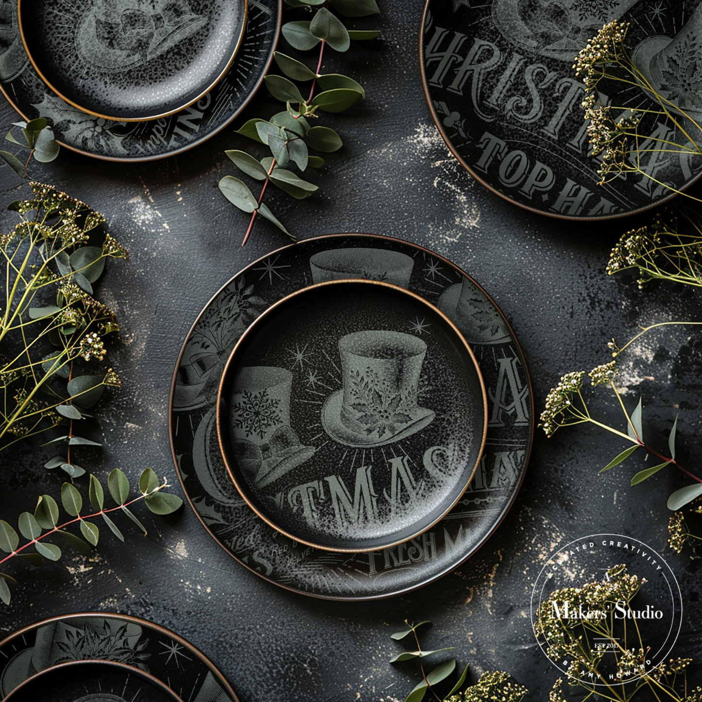 Christmas Top Hats - Mesh Stencil 8.5x11