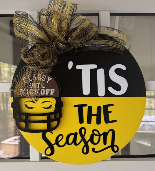 Football Round - 'tis the season w/helmet